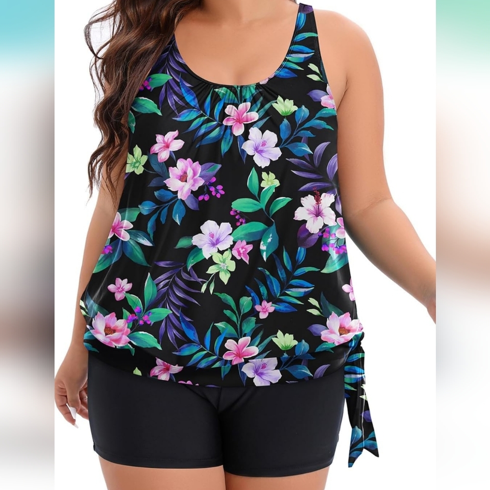 HOLIPICK PLUS SIZE 2 Piece Tankini Swimsuit